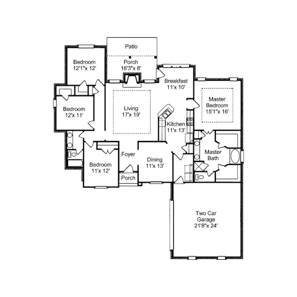 Traditional House Plan First Floor - Bear Hollow Country Style Home 024D-0438 - Search House Plans and More