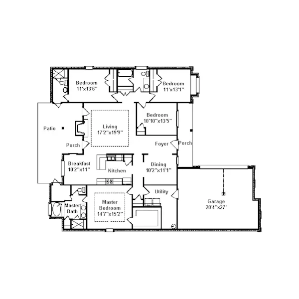 European House Plan First Floor - St. Mary European Ranch Home 024D-0440 - Shop House Plans and More