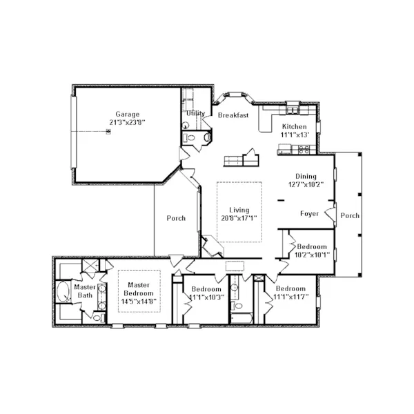 Southern House Plan First Floor - Piedmont Point Ranch Home 024D-0443 - Shop House Plans and More