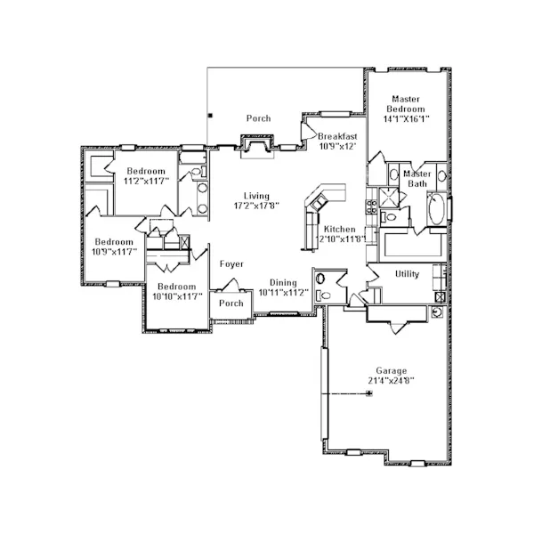 Traditional House Plan First Floor - Hartselle Stucco Ranch Home 024D-0445 - Search House Plans and More