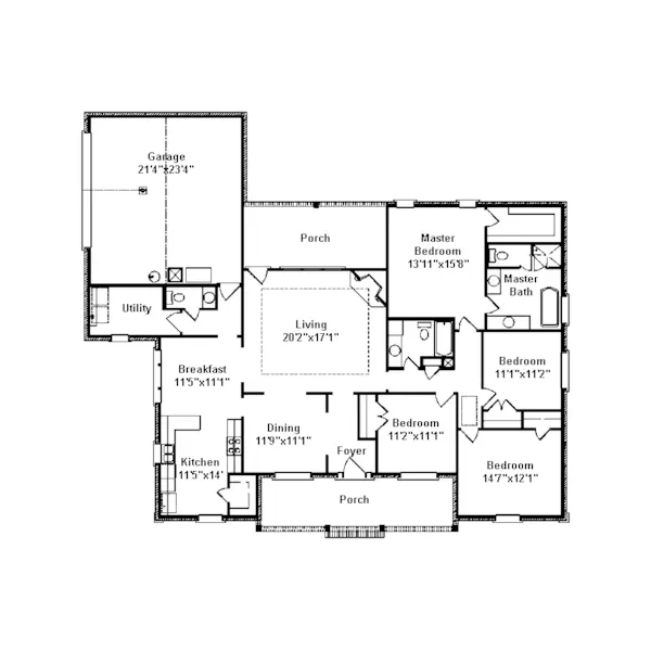 Southern House Plan First Floor - Frankfort Crest Ranch Home 024D-0447 - Search House Plans and More