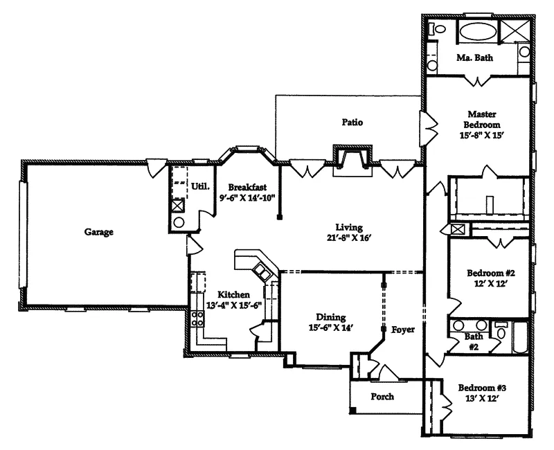 European House Plan First Floor - Halltown European Home 024D-0448 - Search House Plans and More