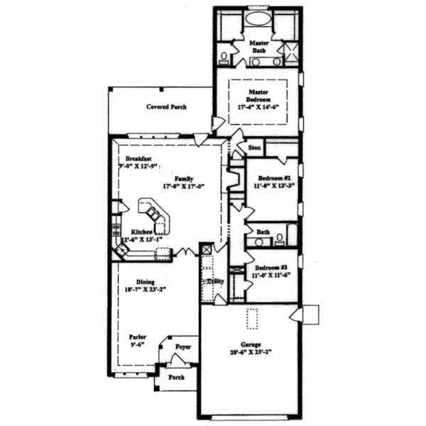 Traditional House Plan First Floor - Hardaway Narrow Lot Home 024D-0450 - Search House Plans and More