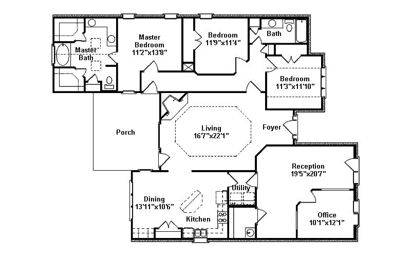 Traditional House Plan First Floor - Marvyn Ranch Home 024D-0451 - Shop House Plans and More