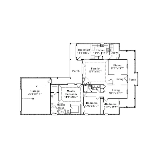 Traditional House Plan First Floor - Forest Bend Ranch Home 024D-0454 - Search House Plans and More