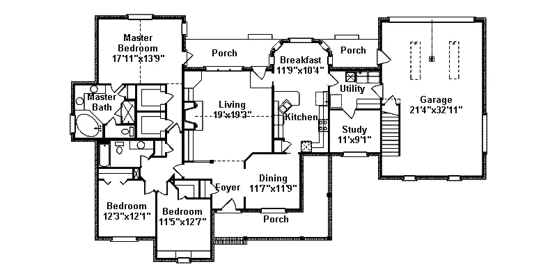 Farmhouse Plan First Floor - Crumley Country Home 024D-0455 - Search House Plans and More
