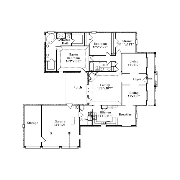 Country House Plan First Floor - Chandler Hill Traditional Home 024D-0456 - Search House Plans and More