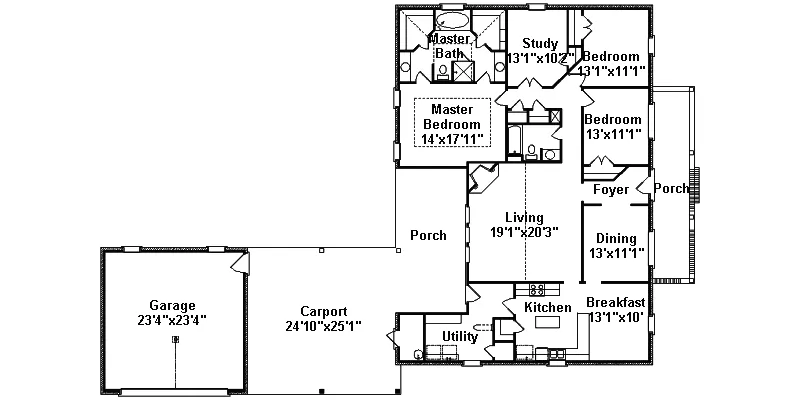 Traditional House Plan First Floor - Nashboro Traditional Ranch Home 024D-0457 - Shop House Plans and More