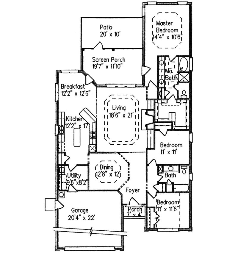 Ranch House Plan First Floor - Elm Hill Traditional Ranch Home 024D-0459 - Search House Plans and More