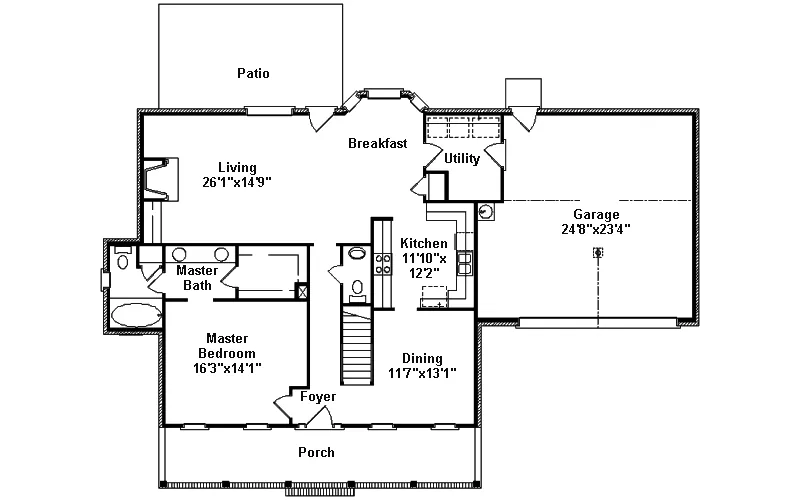 Traditional House Plan First Floor - Cloverland Southern Home 024D-0460 - Search House Plans and More