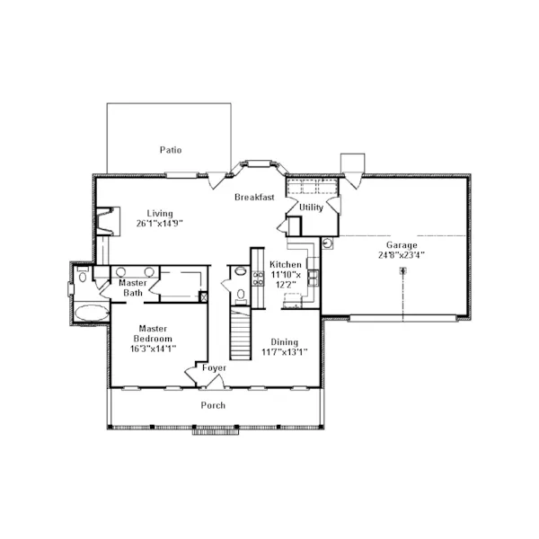 Traditional House Plan First Floor - Cloverland Southern Home 024D-0460 - Search House Plans and More