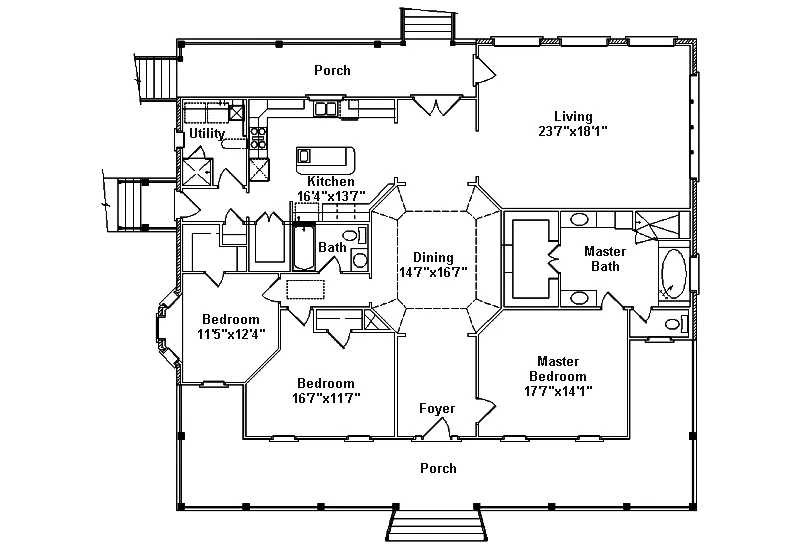 Southern House Plan First Floor - Dimitri Lowcountry Style Home 024D-0461 - Search House Plans and More