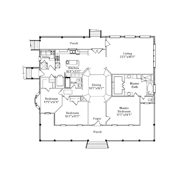 Ranch House Plan First Floor - Dimitri Lowcountry Style Home 024D-0461 - Search House Plans and More