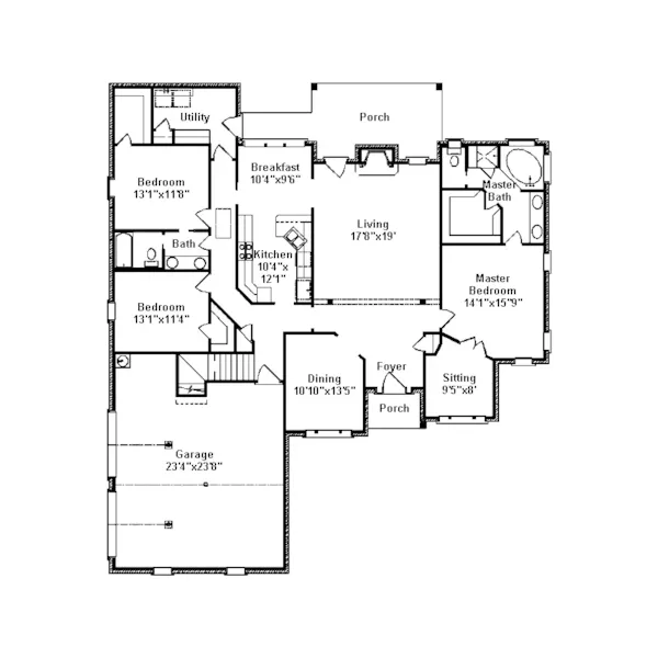 Traditional House Plan First Floor - Harding Place Traditional Home 024D-0463 - Search House Plans and More