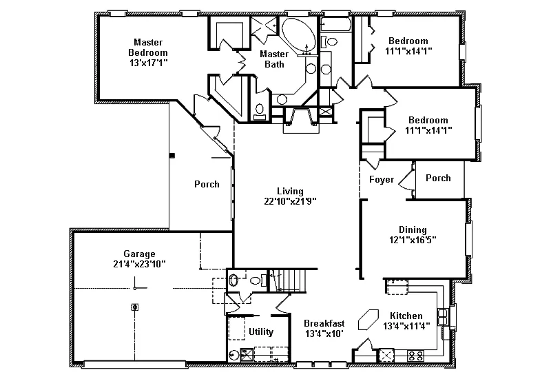Southern House Plan First Floor - Manley Ferry Traditional Home 024D-0464 - Shop House Plans and More