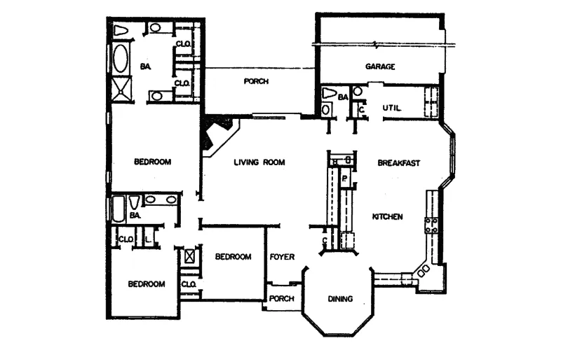 Ranch House Plan First Floor - Signal Mountain Traditional 024D-0467 - Shop House Plans and More