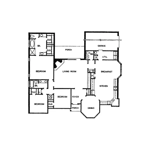 Ranch House Plan First Floor - Signal Mountain Traditional 024D-0467 - Shop House Plans and More