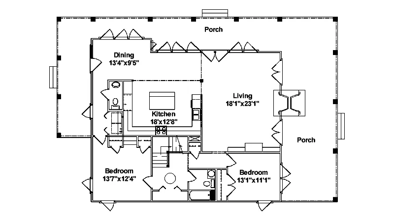 Plantation House Plan First Floor - McCallie Country Farmhouse 024D-0479 - Shop House Plans and More
