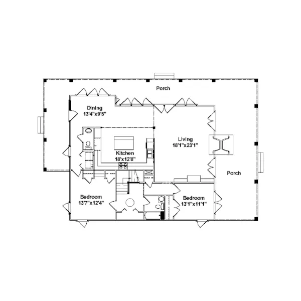 Plantation House Plan First Floor - McCallie Country Farmhouse 024D-0479 - Shop House Plans and More