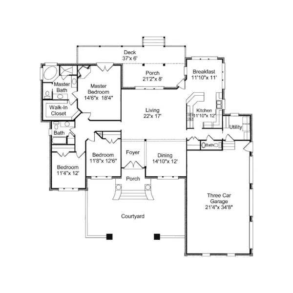 Traditional House Plan First Floor - Cherokee Trail French Home 024D-0480 - Search House Plans and More