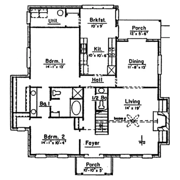 Traditional House Plan First Floor - Browns Ferry Country Home 024D-0481 - Search House Plans and More