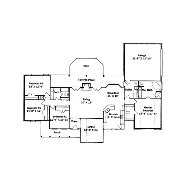 Ranch House Plan First Floor - Brainerd Ranch Home 024D-0484 - Search House Plans and More