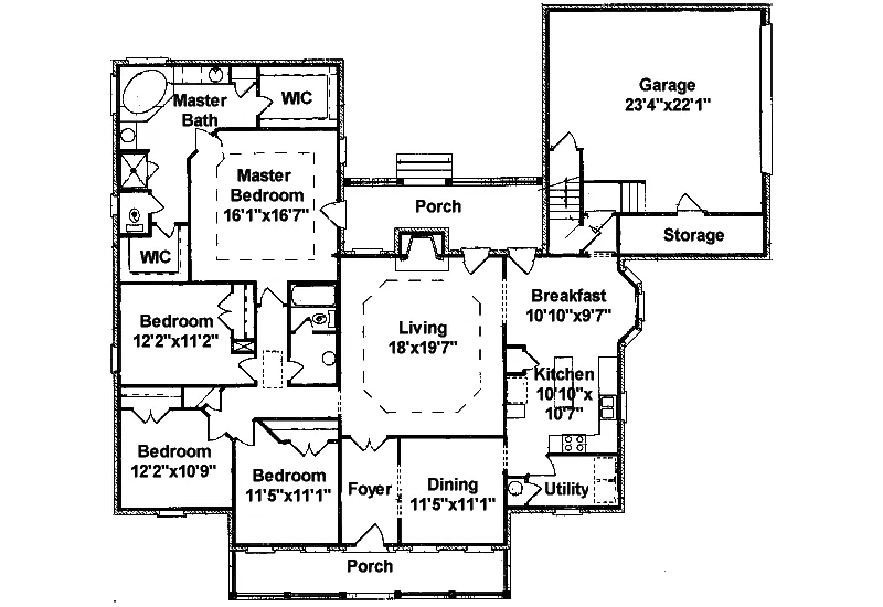 Traditional House Plan First Floor - Shallowford Ranch Home 024D-0486 - Shop House Plans and More