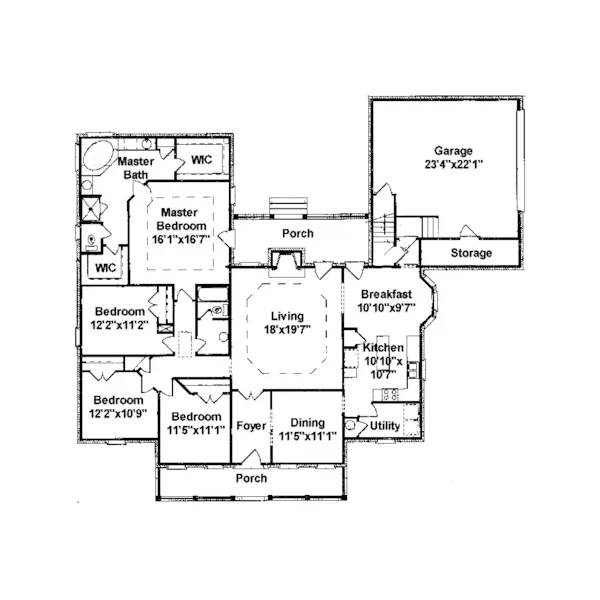 Traditional House Plan First Floor - Shallowford Ranch Home 024D-0486 - Shop House Plans and More