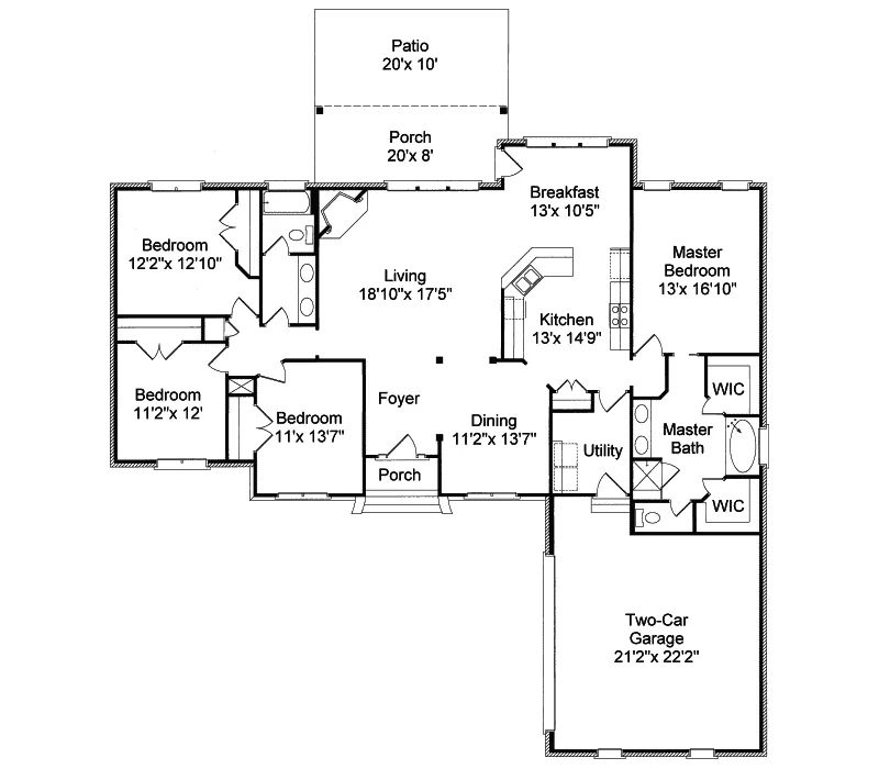 Ranch House Plan First Floor - Dayton Place Ranch Home 024D-0488 - Search House Plans and More