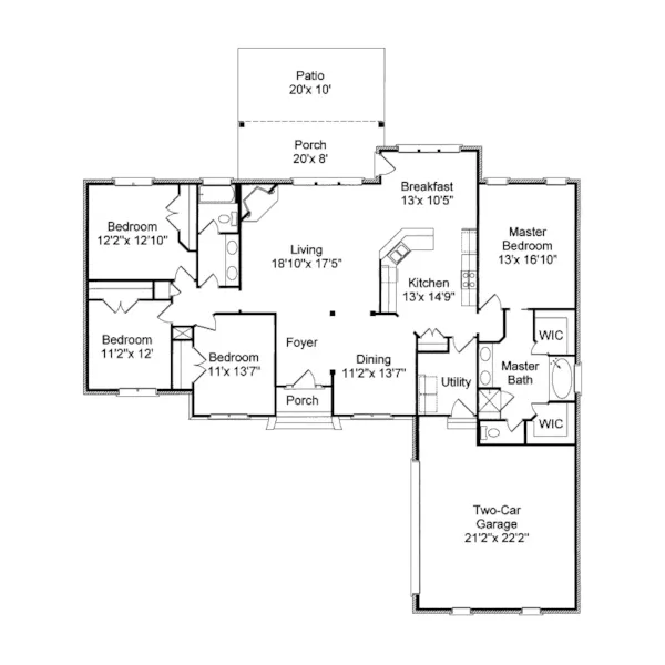 Ranch House Plan First Floor - Dayton Place Ranch Home 024D-0488 - Search House Plans and More