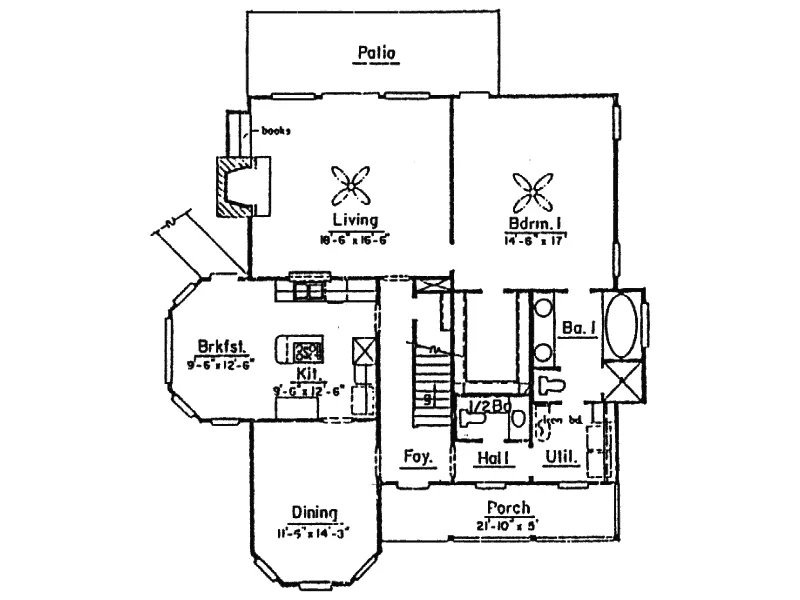 Country House Plan First Floor - Harrison Bay Country Home 024D-0491 - Search House Plans and More