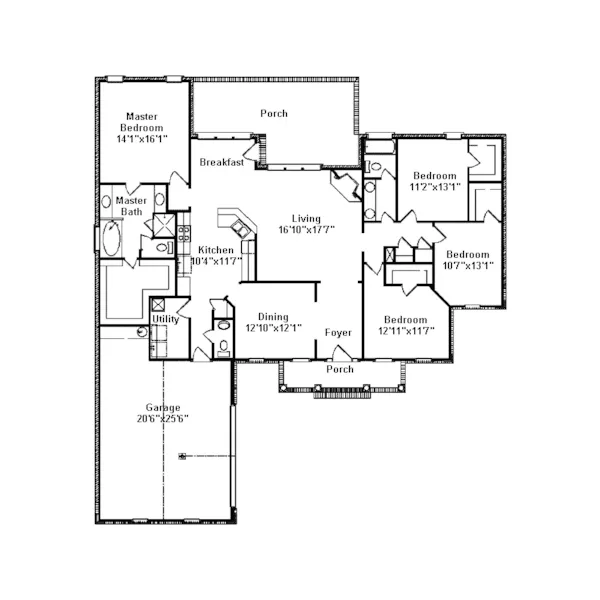 Southern House Plan First Floor - Jenkins Colonial Home 024D-0495 - Search House Plans and More