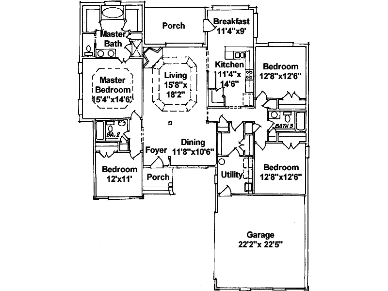 European House Plan First Floor - Dodson Pointe Ranch Home 024D-0497 - Search House Plans and More