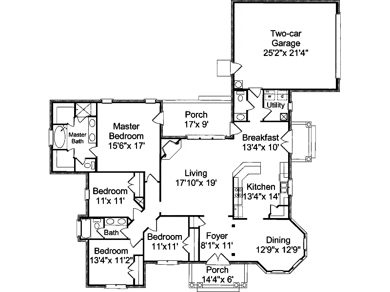 Ranch House Plan First Floor - Dallas Point European Home 024D-0498 - Search House Plans and More