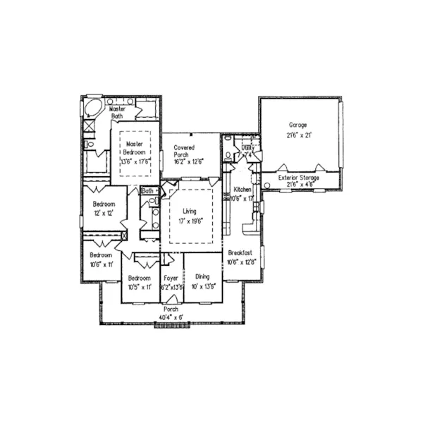 Traditional House Plan First Floor - Dutch Valley Ranch Home 024D-0499 - Search House Plans and More