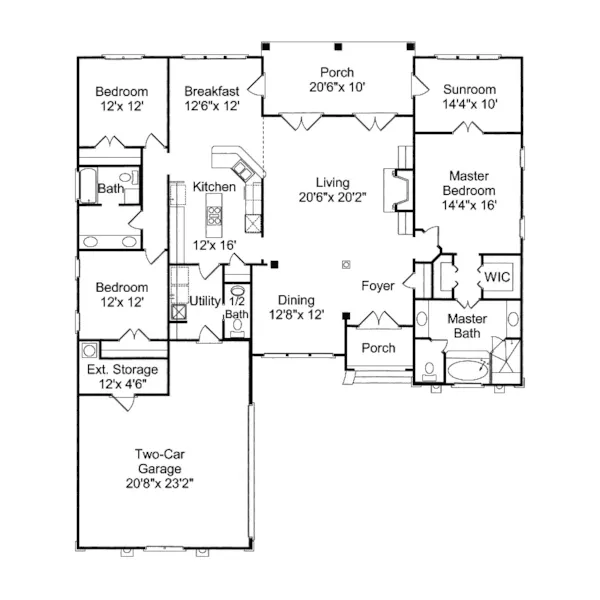 Italian House Plan First Floor - Mooreland Heights Sunbelt Home 024D-0508 - Shop House Plans and More