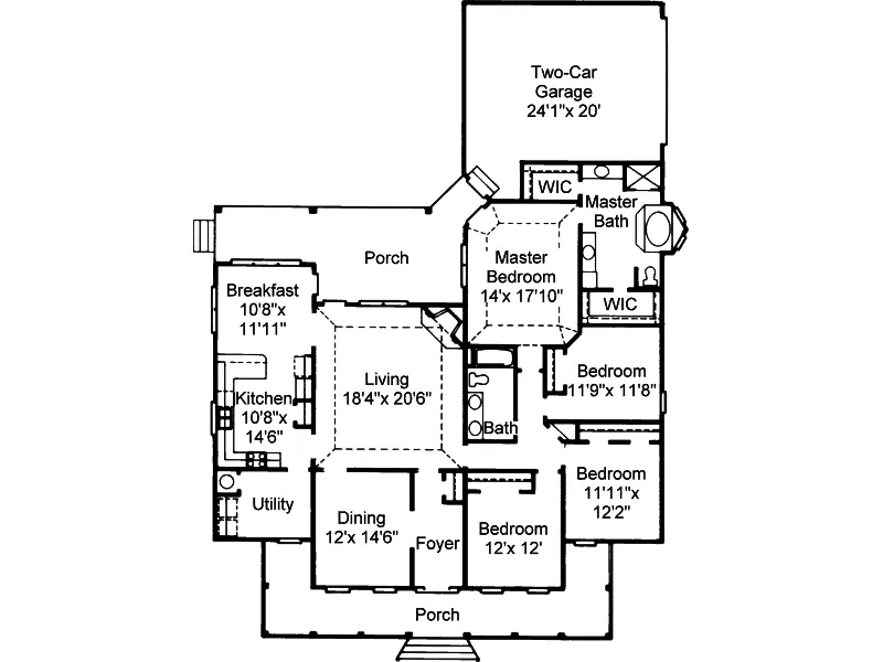 Traditional House Plan First Floor - Maloney Bayou Lowcountry Home 024D-0511 - Shop House Plans and More