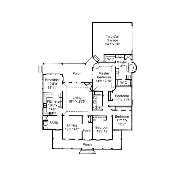 Southern House Plan First Floor - Maloney Bayou Lowcountry Home 024D-0511 - Shop House Plans and More