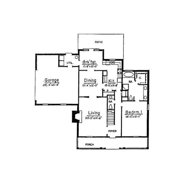 Rustic House Plan First Floor - Holston Hill Country Home 024D-0513 - Search House Plans and More