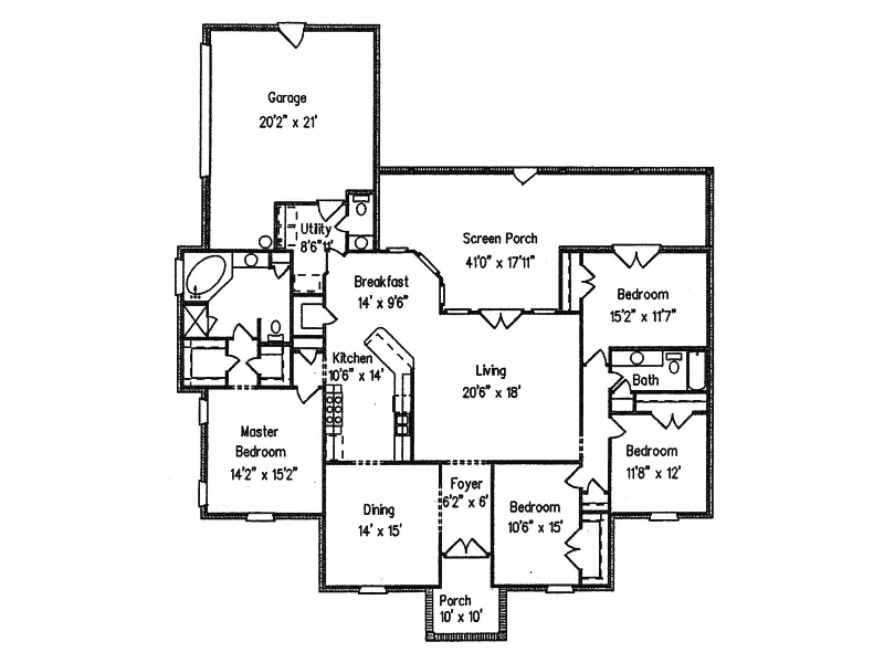 Ranch House Plan First Floor - Jones Mill Ranch Home 024D-0518 - Search House Plans and More