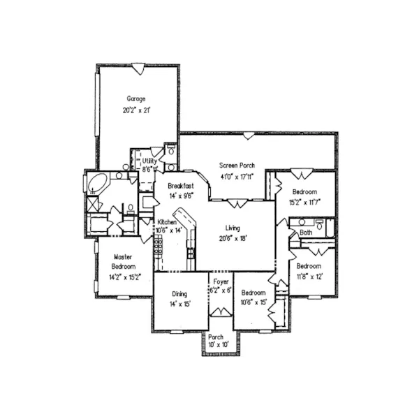 Ranch House Plan First Floor - Jones Mill Ranch Home 024D-0518 - Search House Plans and More