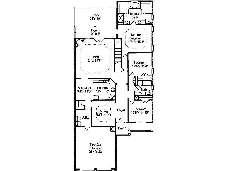 Traditional House Plan First Floor - Ridgeley Narrow Lot Home 024D-0523 - Shop House Plans and More