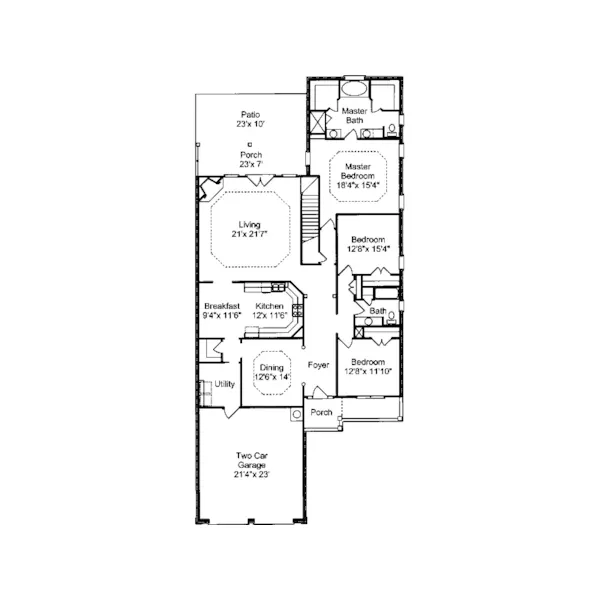 Ranch House Plan First Floor - Ridgeley Narrow Lot Home 024D-0523 - Shop House Plans and More