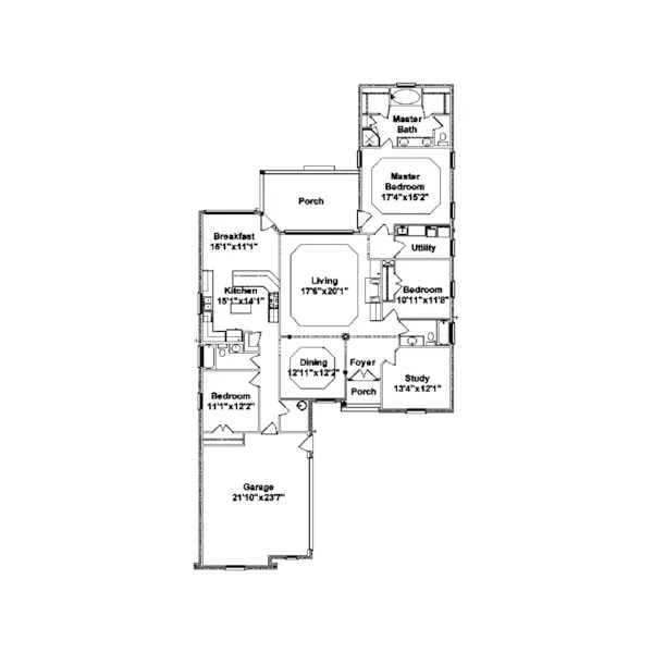 Ranch House Plan First Floor - Macon Hill Ranch Home 024D-0526 - Shop House Plans and More