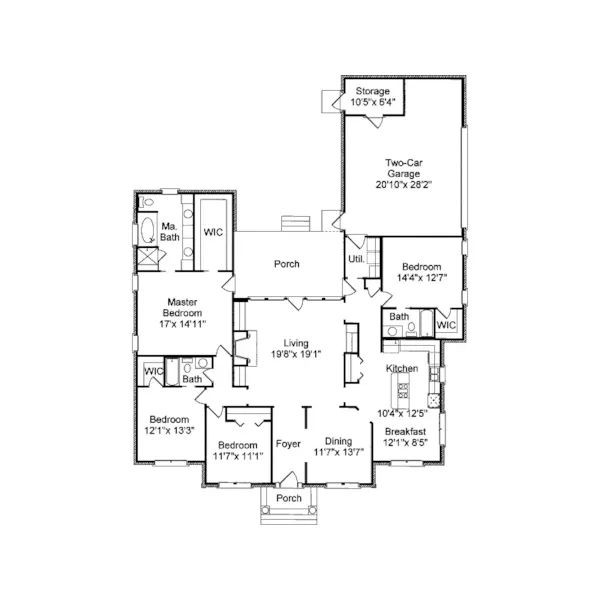 Ranch House Plan First Floor - Cedarhill Park Ranch Home 024D-0529 - Search House Plans and More