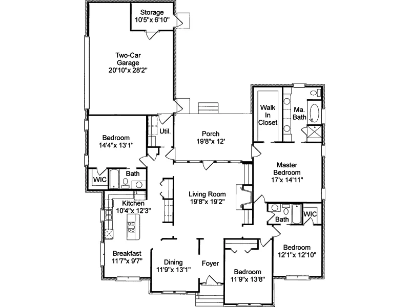 Ranch House Plan First Floor - Tarragona Bay Ranch Home 024D-0530 - Shop House Plans and More
