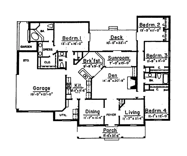 Country House Plan First Floor - Grays Point Ranch Home 024D-0533 - Search House Plans and More