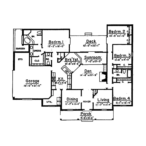 Ranch House Plan First Floor - Grays Point Ranch Home 024D-0533 - Search House Plans and More