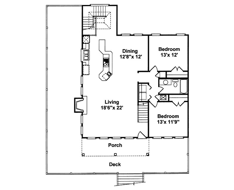 Waterfront House Plan First Floor - McGavock Waterfront Home 024D-0556 - Shop House Plans and More