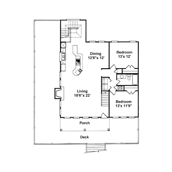 Waterfront House Plan First Floor - McGavock Waterfront Home 024D-0556 - Shop House Plans and More